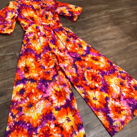 ๐บSOLD๐บVintage 70s floral Bell bottom palazzo Jumpsuit - Picture 6 of 8